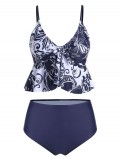Bowknot High Waisted Skirted Tankini Swimsuit