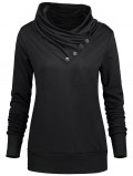 Buttoned Turtleneck Sweatshirt