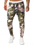 Camo Print Zipper Hem Pockets Pencil Pants