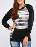 Casual Raglan Sleeve Geometric Pullover Hoodie