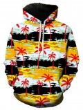 Coconut Tree Print Casual Hoodie