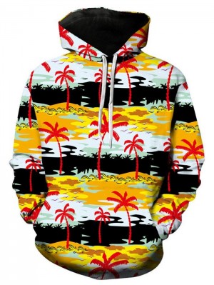 Coconut Tree Print Casual Hoodie