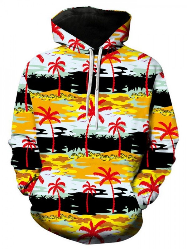 Coconut Tree Print Casual Hoodie