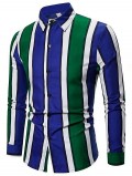 Color-blocking Striped Long Sleeve Casual Shirt