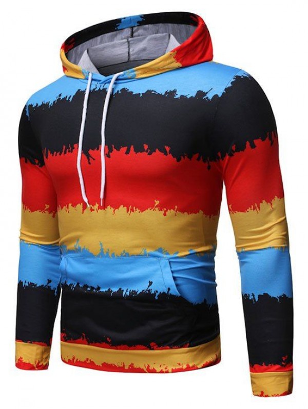 Color Lump Print Casual Hoodie