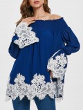 Contrast Lace Panel Off The Shoulder Blouse