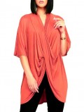 Cross Front Drape Batwing Sleeve V Neck T-shirt