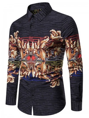 Crown Luxury Print Long Sleeves Shirt