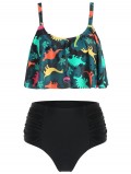 Dinosaur Print High Waist Ruched Bikini Set