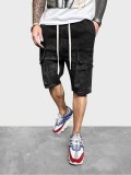 Drawstring Multi Pockets Jean Cargo Shorts