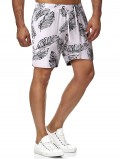 Drawstring Palm Leaf Print Beach Shorts