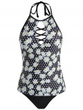 Floral Halter Backless Tankini