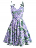 Flower Print Bowknot Cami Dress