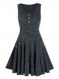 Hlaf Button Knitted Sleeveless A Line Dress