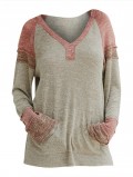 Hooded Colorblock Raglan Sleeve Knitwear