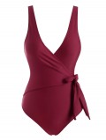 Knotted Padded Surplice One-piece Swimwear