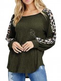 Leopard Raglan Sleeve Textured Sweater