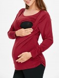 Long Sleeve Elastic Maternity Sleep Top