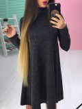 Long Sleeve High Neck A-line Dress
