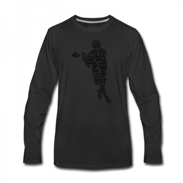 Men's Lacrosse Player Typography Long T-Shirt