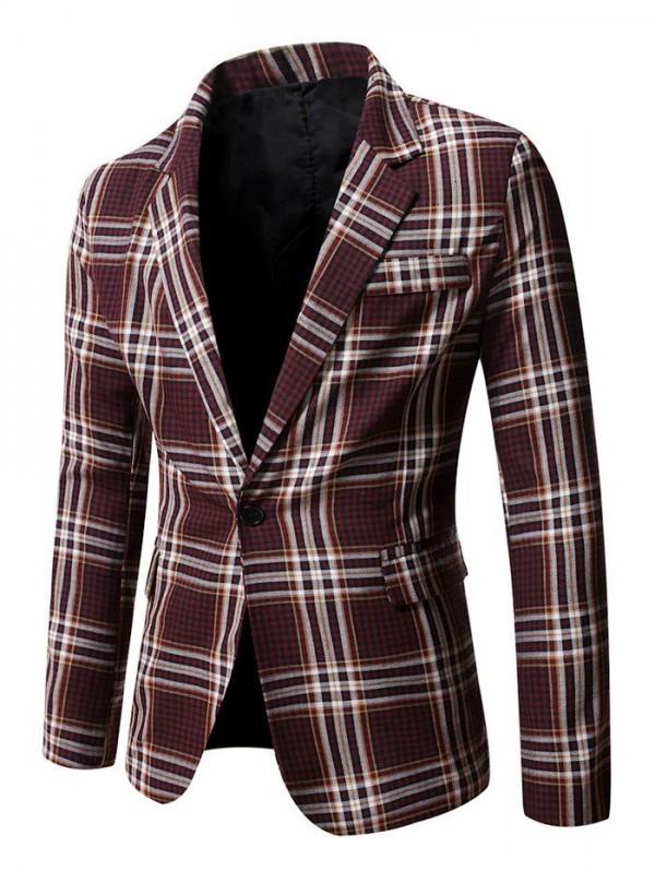 Plaid Print Single Button Blazer