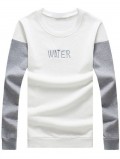 Plus Size Round Neck Letter Embroidered Color Block Spliced Long Sleeve Men's Sweatshirt