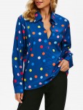 Polka Dot Plunging Blouse