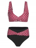 Polka Dot Print Padded Front Twist Bikini Swimwear
