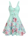 Printed Floral O Ring A Line Dress