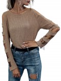 Rib-knit Ladder Cutout Sleeve Knitwear