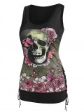 Skull Butterfly Printed Blouson Tank Top