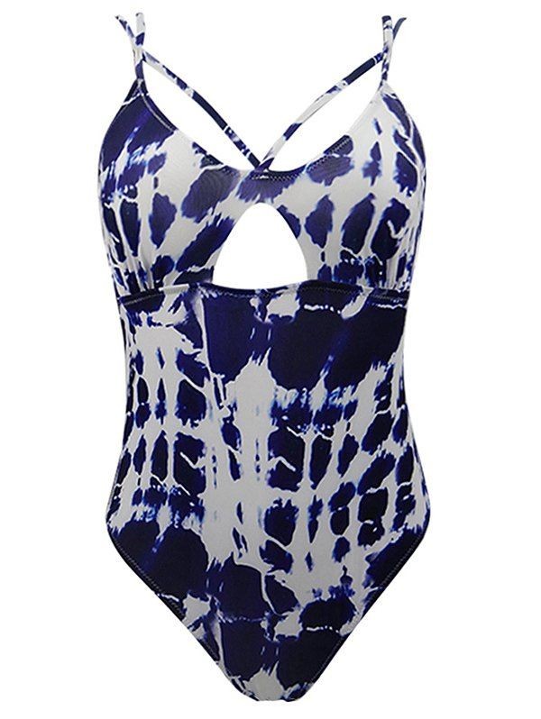 Tie Dye Ladder Cutout Backless One-piece Swimsuit