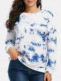 Tie Dye Slit Drop Shoulder Loose Sweatshirt